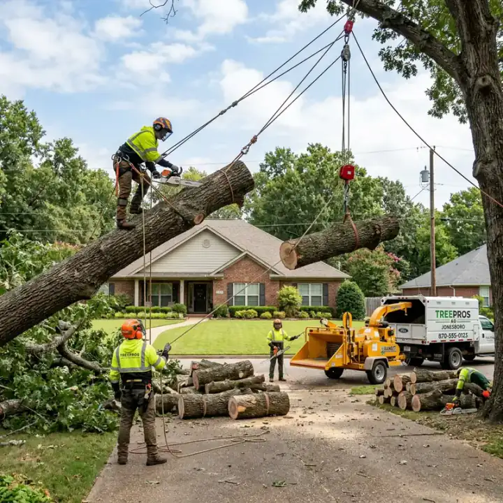 Tree falls on property